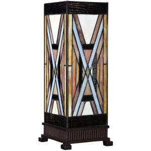 LumiLamp 5LL-6359 Tiffany Tafellamp Bruin Beige 17x17x44 cm E27 40W