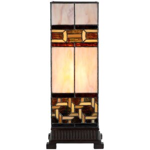 LumiLamp 5LL-6360 Tiffany Tafellamp Beige Bruin 44cm E27 Glas Polyresin
