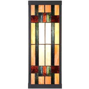 LumiLamp 5LL-6362 Tiffany Wandlamp Beige Bruin 14x16x40cm E27 Glas Metaal