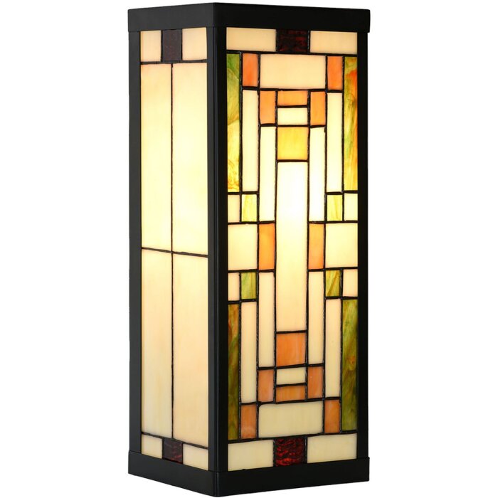 LumiLamp 5LL-6363 Tiffany Wandlamp Beige Groen 14x16x40cm E27 Glas Metaal