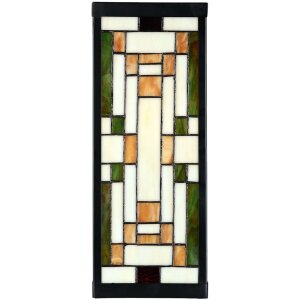 LumiLamp 5LL-6363 Tiffany Wandlamp Beige Groen 14x16x40cm E27 Glas Metaal
