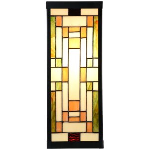 LumiLamp 5LL-6363 Tiffany Wandlamp Beige Groen 14x16x40cm E27 Glas Metaal