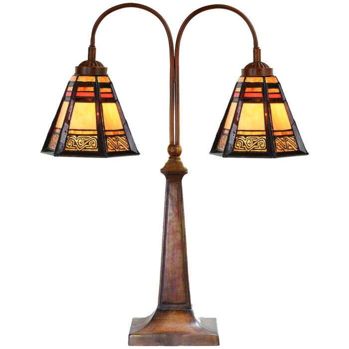 LumiLamp 5LL-6366 Tiffany tafellamp bruin glas 48x19x64 cm E27