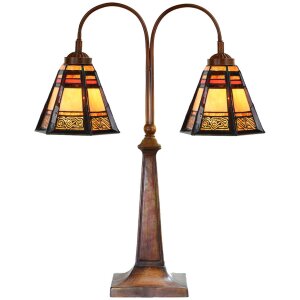 LumiLamp 5LL-6366 Tiffany tafellamp bruin glas 48x19x64...