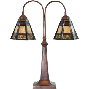 LumiLamp 5LL-6366 Tiffany tafellamp bruin glas 48x19x64 cm E27