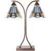 LumiLamp 5LL-6368 Tiffany tafellamp bruin blauw 48x19x57cm E27 2x60W