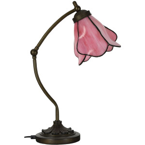 LumiLamp 5LL-6369 Tiffany tafellamp roze bruin 26x19x50cm E14