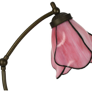 LumiLamp 5LL-6369 Tiffany tafellamp roze bruin 26x19x50cm E14