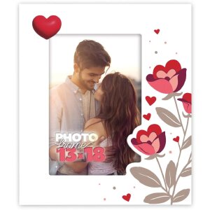 ZEP Houten fotolijst Giselle Wit Hart Bloemen 10x15 cm of...