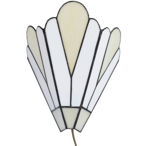 LumiLamp 5LL-6365 Tiffany Wandlamp Wit Beige 20x10x29cm E14 Glas Metaal