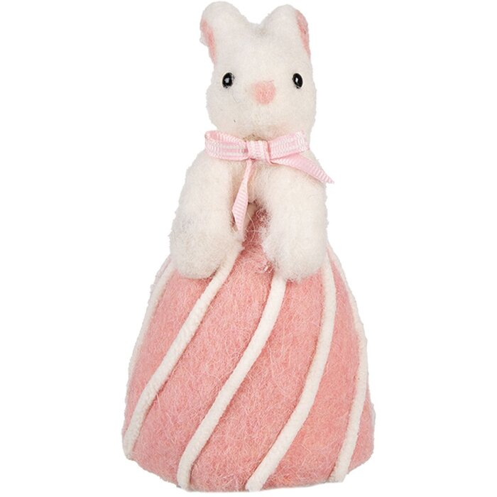 Clayre & Eef Decoratief Konijn Wit Roze Landelijke Stijl Ø 12x21 cm