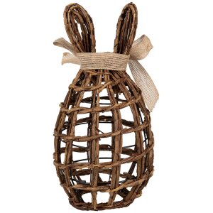 Clayre & Eef decoratief konijn rotan naturel bruin 16x16x31 cm landelijke stijl