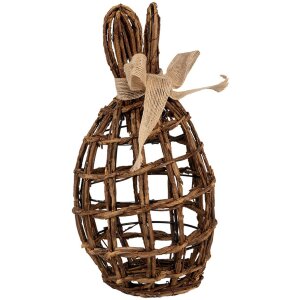 Clayre & Eef decoratief konijn rotan naturel bruin 16x16x31 cm landelijke stijl