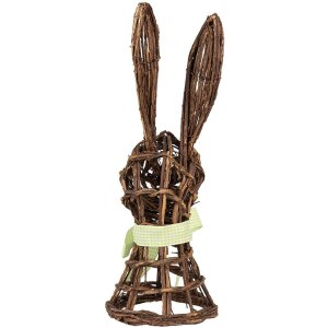 Clayre & Eef decoratief konijn rotan 17x17x40 cm met strik landelijke stijl