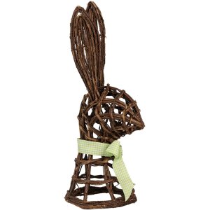 Clayre & Eef decoratief konijn rotan 17x17x40 cm met strik landelijke stijl