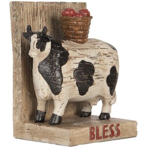Clayre & Eef boekensteunen set koeien landelijke stijl bruin zwart 2-delig polyresin