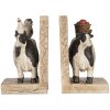 Clayre & Eef boekensteunen set koeien landelijke stijl bruin zwart 2-delig polyresin