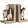 Clayre & Eef boekensteunen set koeien landelijke stijl bruin zwart 2-delig polyresin