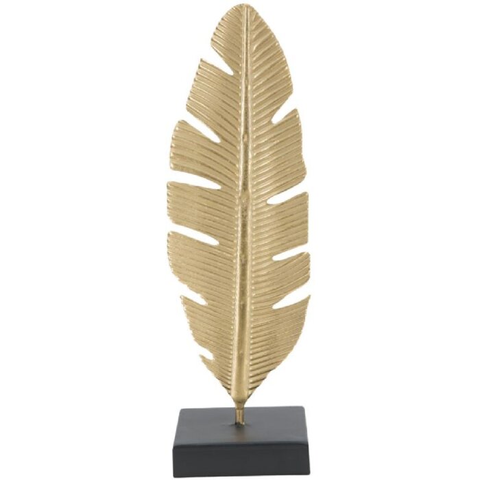 Mauro Ferretti decoratief beeld Leaf Glam Gold Zwart 10x10x34 cm