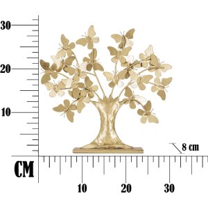 Mauro Ferretti decoratie levensboom met vlinders 31x8x30 cm goudkleurig