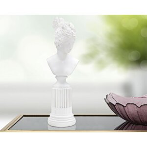 Mauro Ferretti sculptuur Vrouw met sokkel 11x10,5x35,5 cm wit