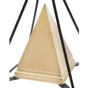 Mauro Ferretti sculptuur piramide met metalen frame 15x15x21 cm goud-zwart