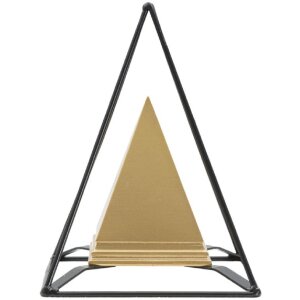 Mauro Ferretti sculptuur piramide met metalen frame 15x15x21 cm goud-zwart