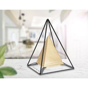 Mauro Ferretti sculptuur piramide met metalen frame 15x15x21 cm goud-zwart