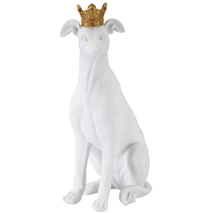 Mauro Ferretti honden sculptuur Hond Wit 20x12,5x33 cm witgoud