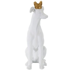 Mauro Ferretti honden sculptuur Hond Wit 20x12,5x33 cm witgoud