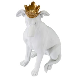 Mauro Ferretti honden sculptuur Hond Wit 20x12,5x33 cm witgoud