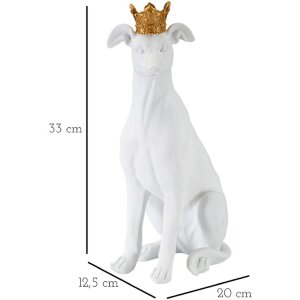 Mauro Ferretti honden sculptuur Hond Wit 20x12,5x33 cm witgoud