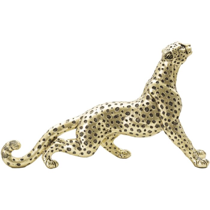 Mauro Ferretti luipaard beeldje 33x7,7x19,5 cm goud zwart