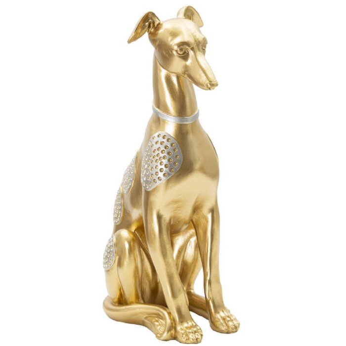 Mauro Ferretti honden sculptuur Sit Dog 19.8x10x29 cm goud zilver