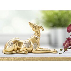 Mauro Ferretti honden sculptuur 32,2x9,5x18,3 cm goud zilver