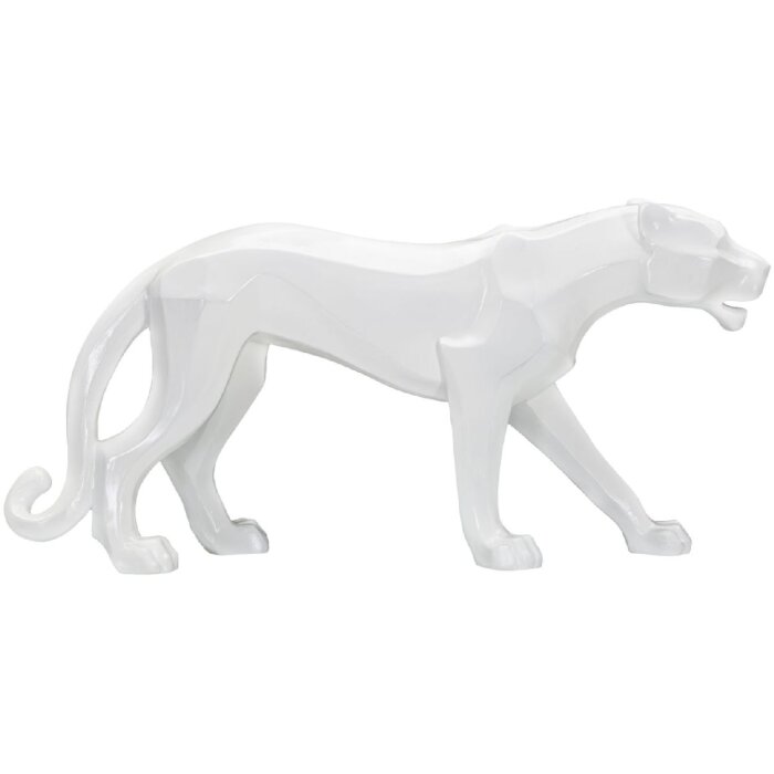 Mauro Ferretti panter sculptuur wit 70x18x32,5 cm
