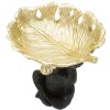 Mauro Ferretti decoratief beeldje aap met blad kom 25,2x21x24 cm zwart goud
