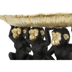 Mauro Ferretti decoratief beeldje aap trio met blad schaal 43x15,7x20 cm zwart goud