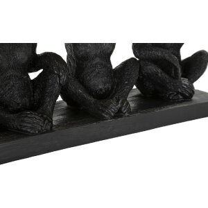 Mauro Ferretti decoratief beeldje aap trio met blad schaal 43x15,7x20 cm zwart goud