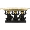 Mauro Ferretti decoratief beeldje aap trio met blad schaal 43x15,7x20 cm zwart goud