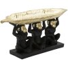Mauro Ferretti decoratief beeldje aap trio met blad schaal 43x15,7x20 cm zwart goud