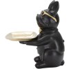 Mauro Ferretti decoratief beeldje bulldog met dienblad 19x20x23,5 cm zwart goud