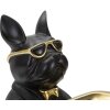 Mauro Ferretti decoratief beeldje bulldog met dienblad 19x20x23,5 cm zwart goud