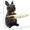Mauro Ferretti decoratief beeldje bulldog met dienblad 19x20x23,5 cm zwart goud