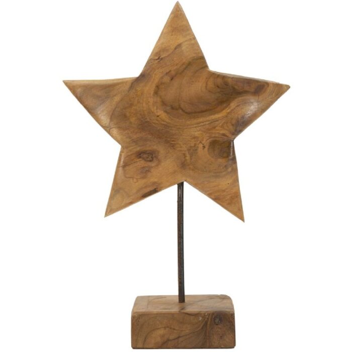 Mauro Ferretti sculptuur ster van teakhout 28x12x42 cm bruin
