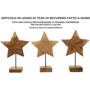 Mauro Ferretti sculptuur ster van teakhout 28x12x42 cm bruin