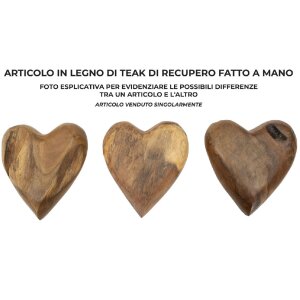 Mauro Ferretti decoratief teakhouten hart 16x14x4,5 cm bruin