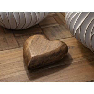 Mauro Ferretti decoratief teakhouten hart 16x14x4,5 cm bruin