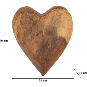 Mauro Ferretti decoratief teakhouten hart 16x14x4,5 cm bruin
