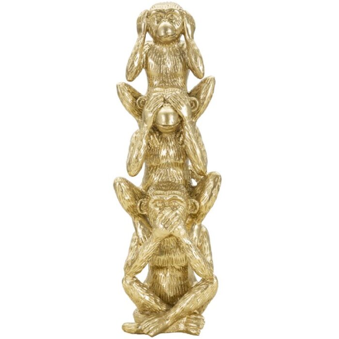 Mauro Ferretti decoratief beeldje aap toren Ø10,5x30 cm glanzend goud